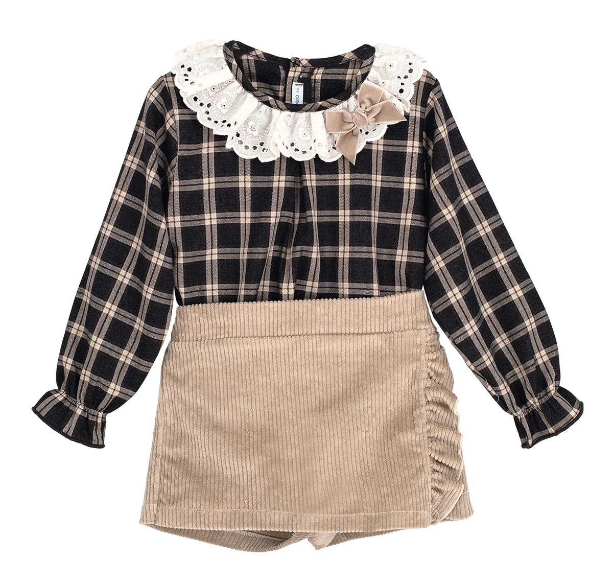 Conjunto Falda Short Pana Beige Colección Tramontana