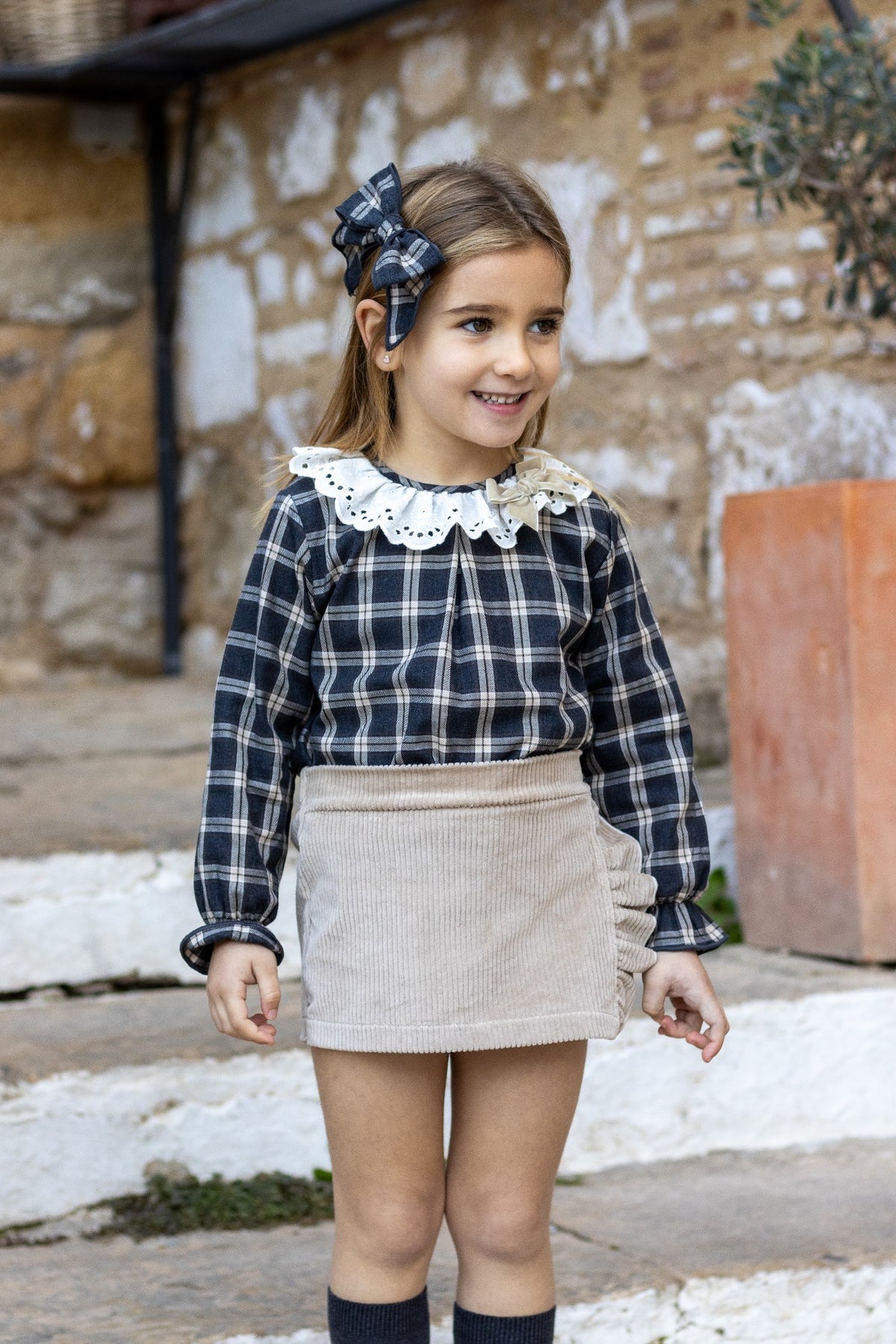 Conjunto Falda Short Pana Beige Colección Tramontana
