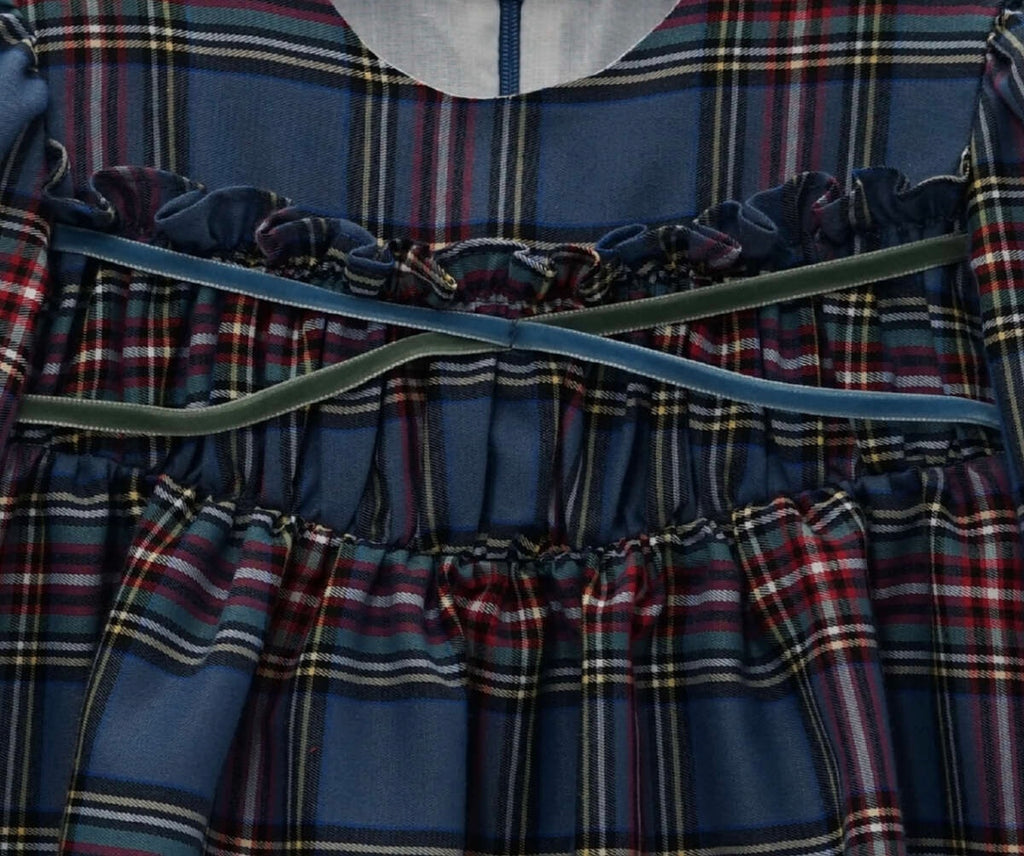 Vestido Azul Cuadros Colección Cintas