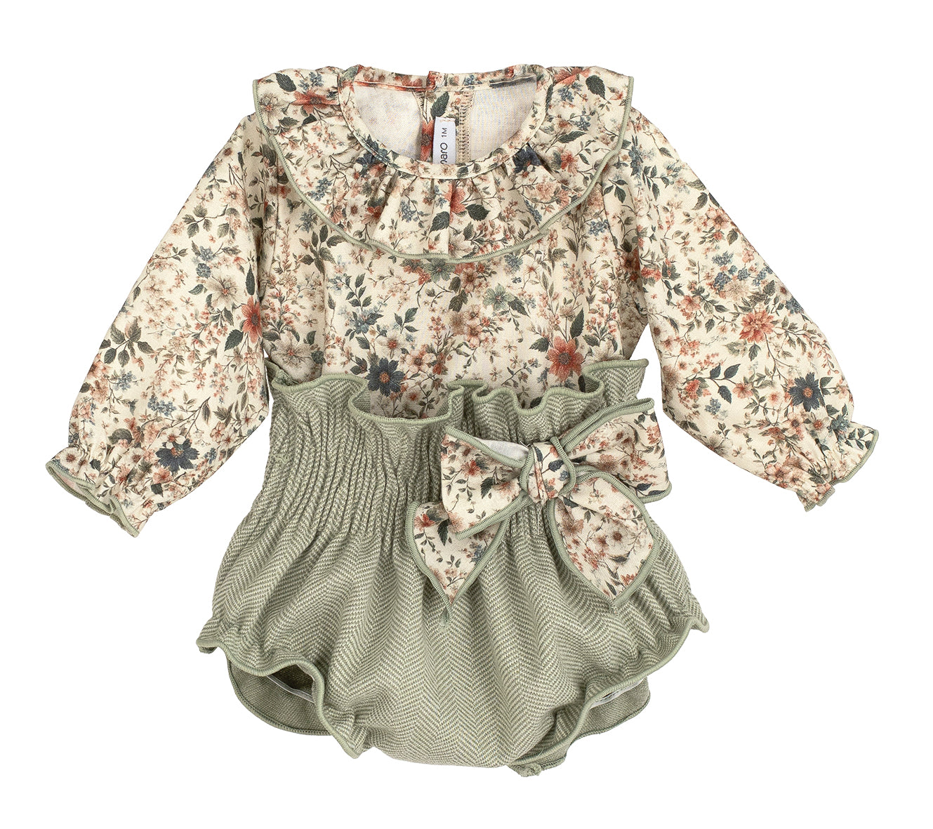 Conjunto Estampado con Cubre Pañal Verde Pistacho