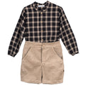 Conjunto Bermuda Pana Beige y Camisa Gris Plomo y Beige Colección Tramontana