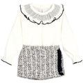 Conjunto Falda Short y Blusa Cuello Oversized con Negro
