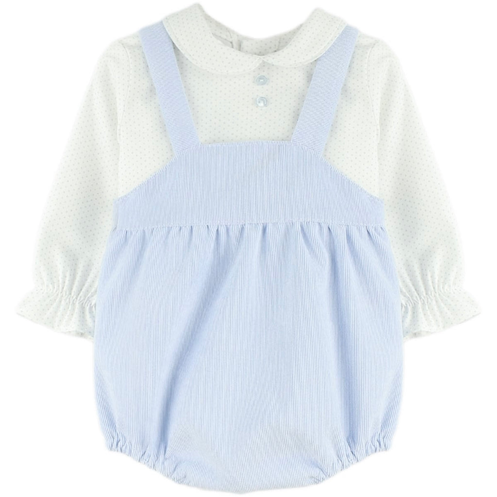 Conjunto Peto Celeste Pana y Camisa de Puntos