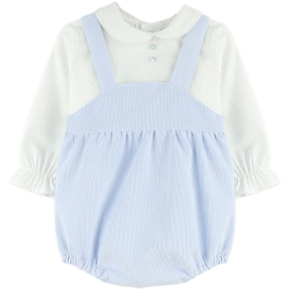 Conjunto Peto Celeste Pana y Camisa de Puntos