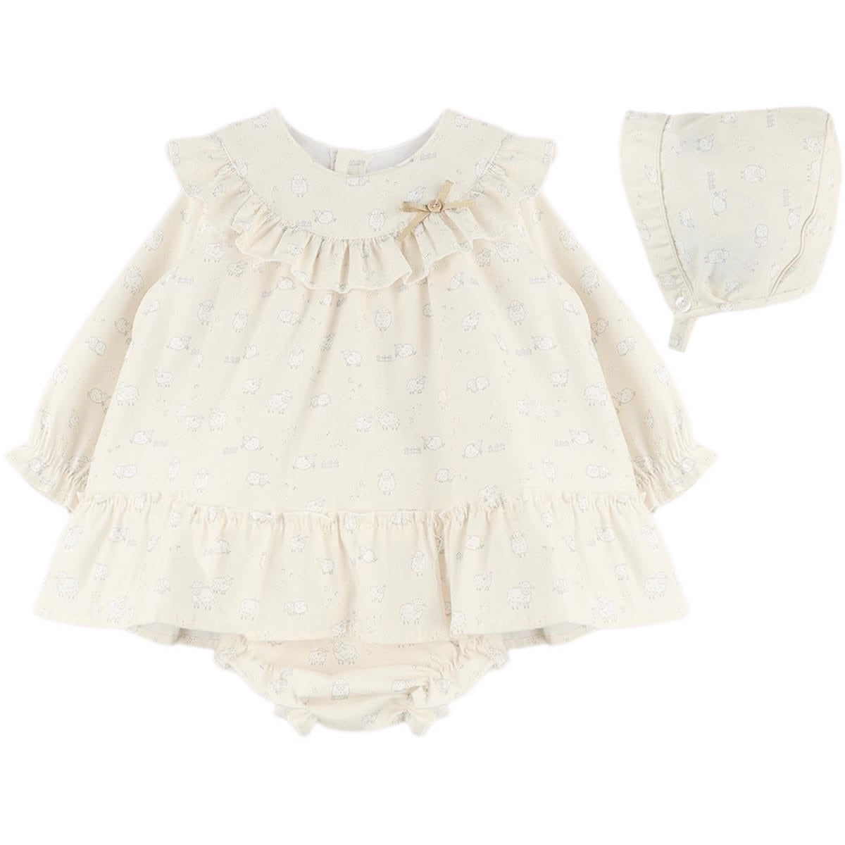 Jesusito Beige Ovejitas con Cubre Pañal y Capota