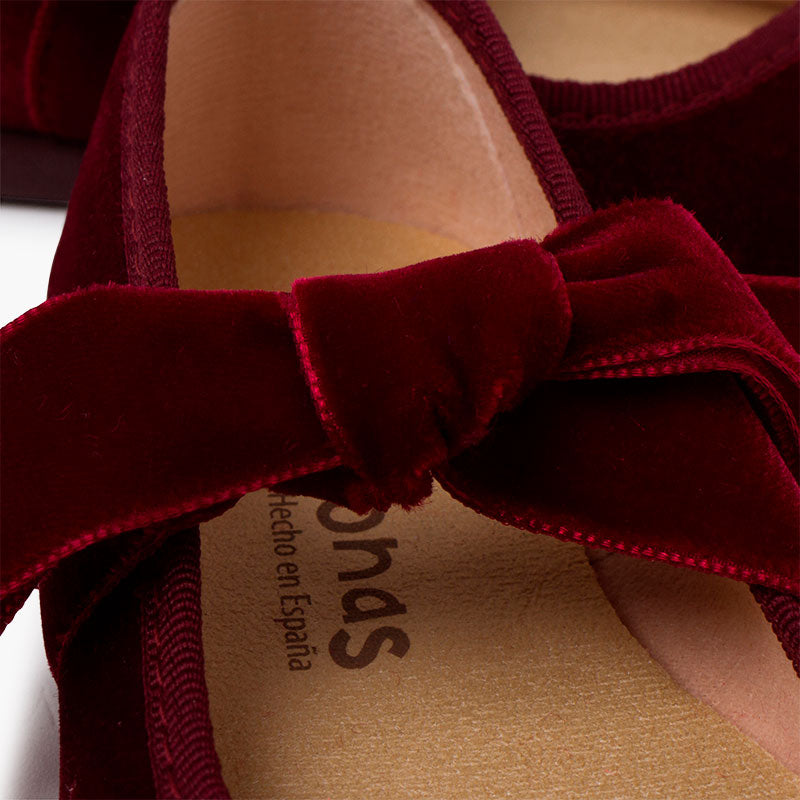Merceditas Terciopelo con Lazo Burdeos