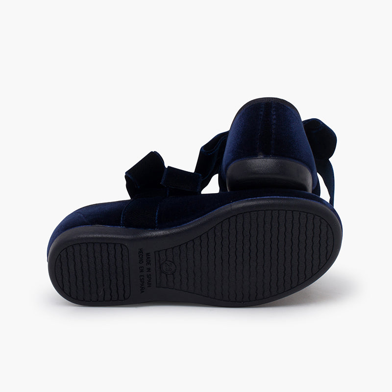 Merceditas Terciopelo con Lazo Marino