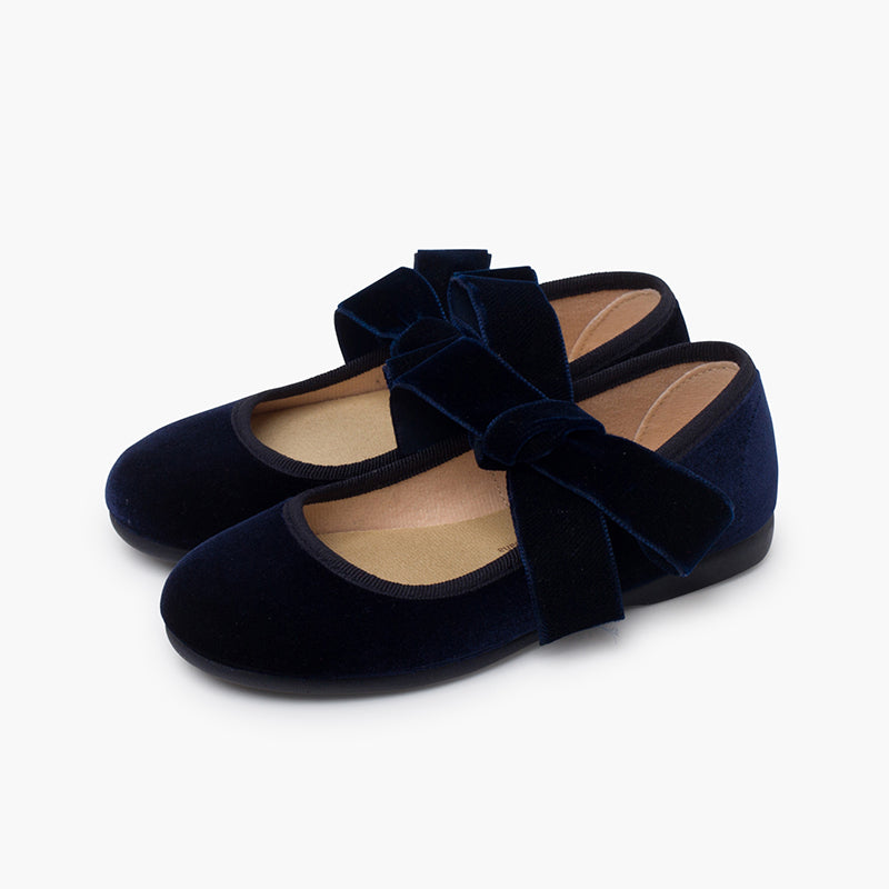 Merceditas Terciopelo con Lazo Marino