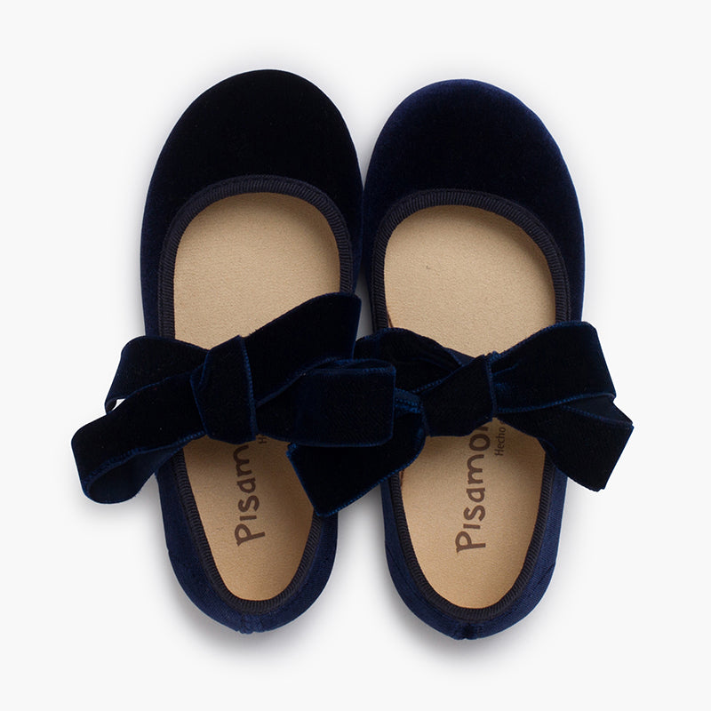 Merceditas Terciopelo con Lazo Marino