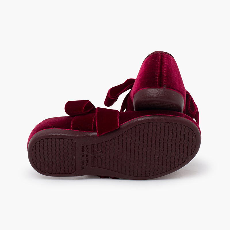 Merceditas Terciopelo con Lazo Burdeos