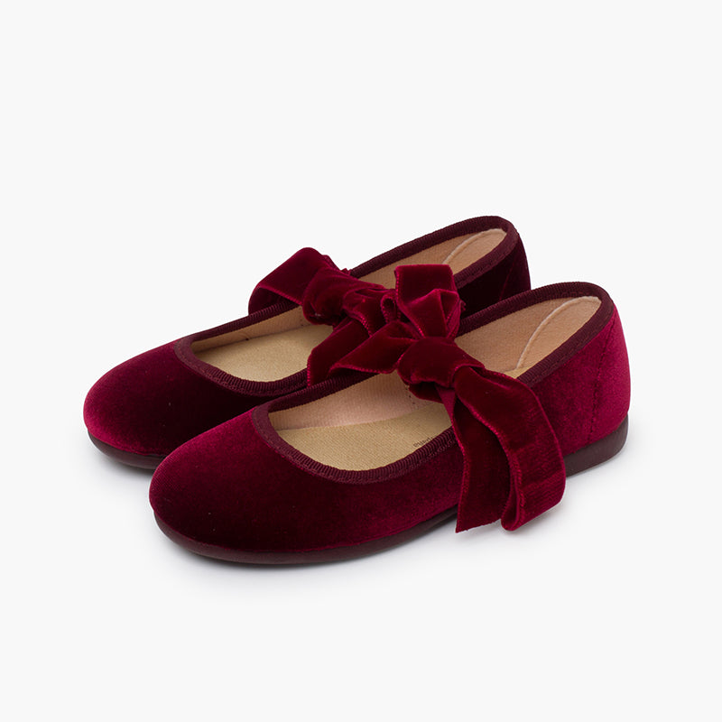 Merceditas Terciopelo con Lazo Burdeos