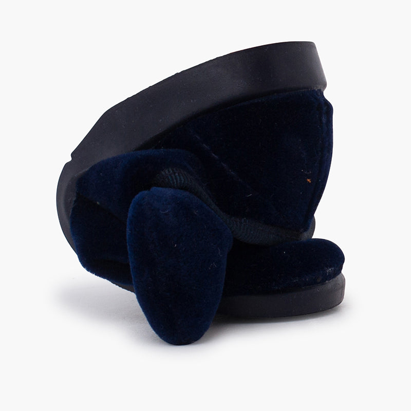 Merceditas de Terciopelo con Lazo Marino