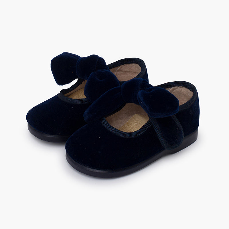 Merceditas de Terciopelo con Lazo Marino