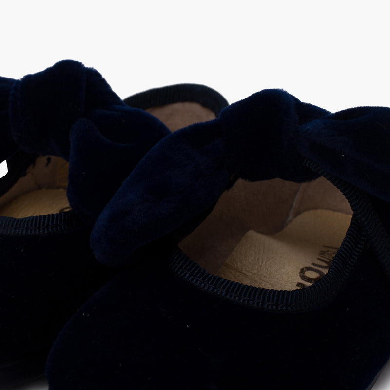 Merceditas de Terciopelo con Lazo Marino