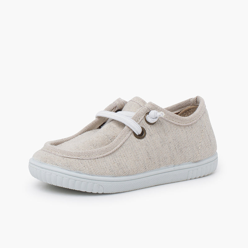 Nauticos con Suela Fina y Cordones Elásticos Piedra