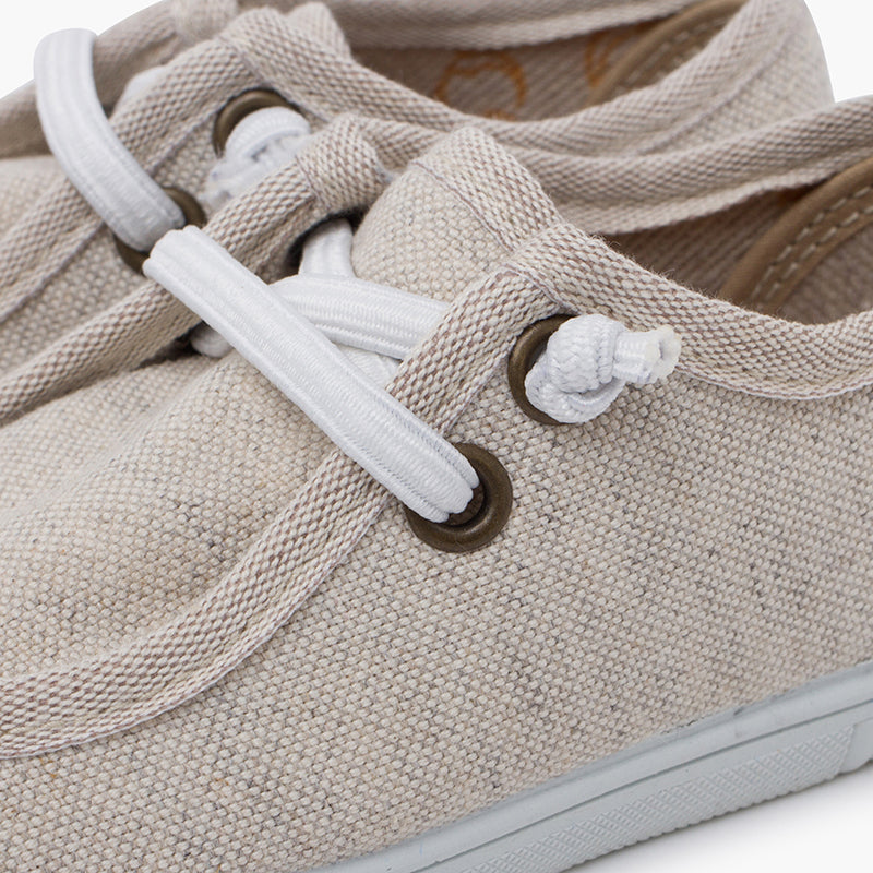 Nauticos con Suela Fina y Cordones Elásticos Piedra