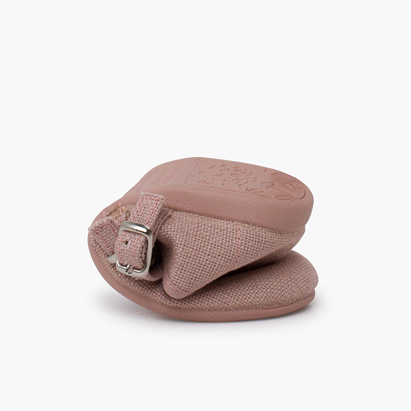 Mercedita de Lino Doble Hebilla Rosa Palo