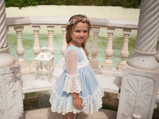 Vestido Talle Alto de Tul Celeste