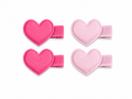2 Mini Par de Pinzas Corazon Rosa Pastel y Fucsia