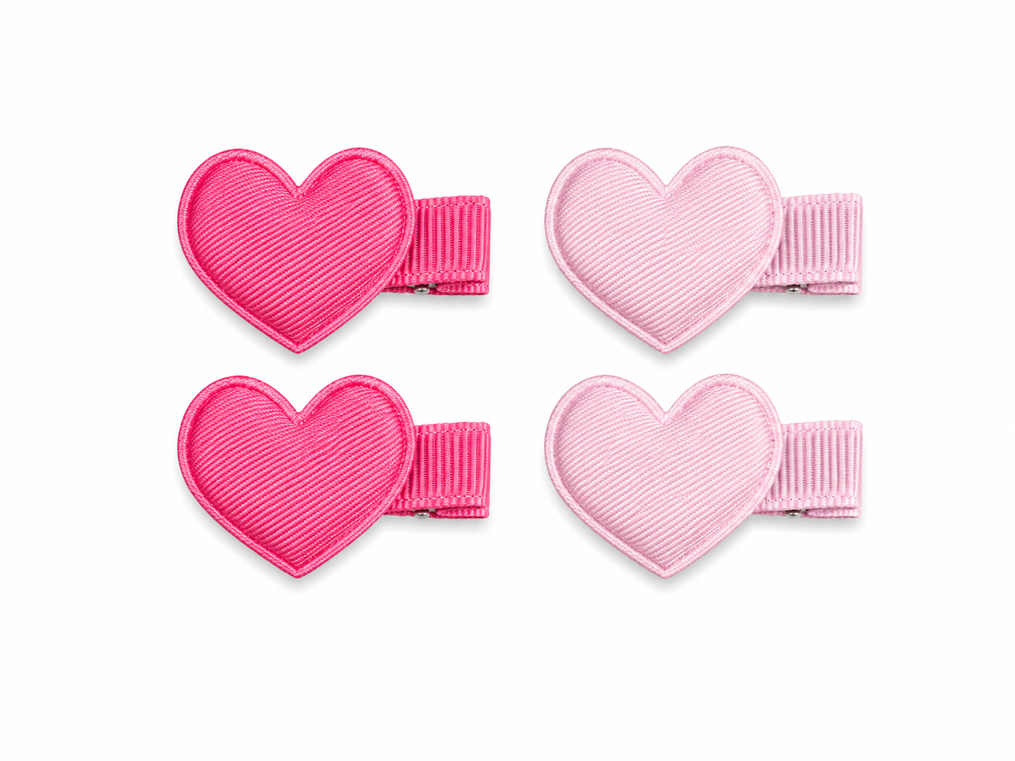 2 Mini Par de Pinzas Corazon Rosa Pastel y Fucsia