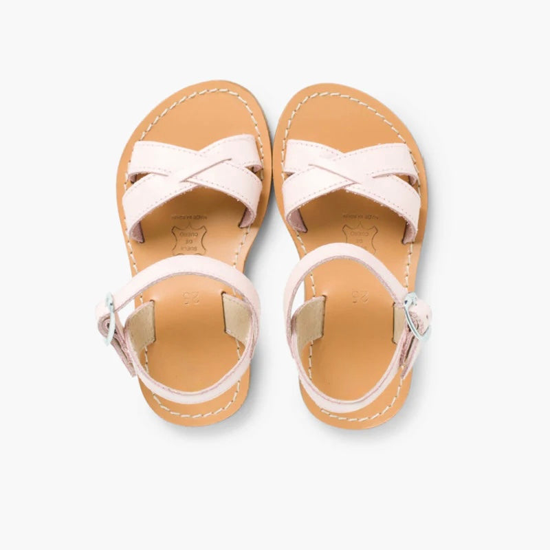 Sandalias Piel Cruzadas Rosa