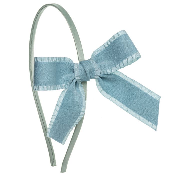 Diadema en Raso con Lazo Celia Azul Empolvado