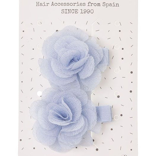Par de Pinzas con Flor Azul