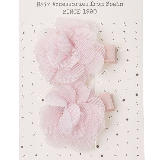 Par de Pinzas con Flor Rosa Bebe