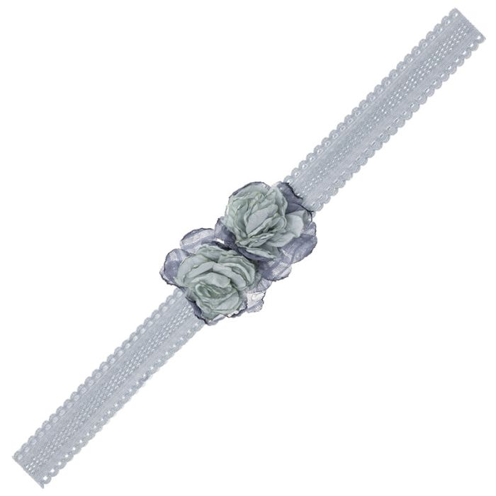 Cinta Elastica Calada con 2 Florecitas Azul y Verde Menta