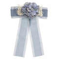Lazo Grande Terciopelo y Saten con Flor Azul y Gypso Natural