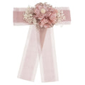 Lazo Grande Terciopelo y Saten con Flor Rosa Palo y Gypso Natural