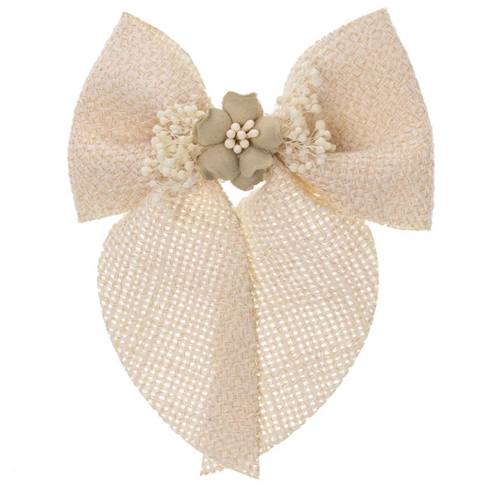 Lazo Aprestado con Tocado Floral Beige