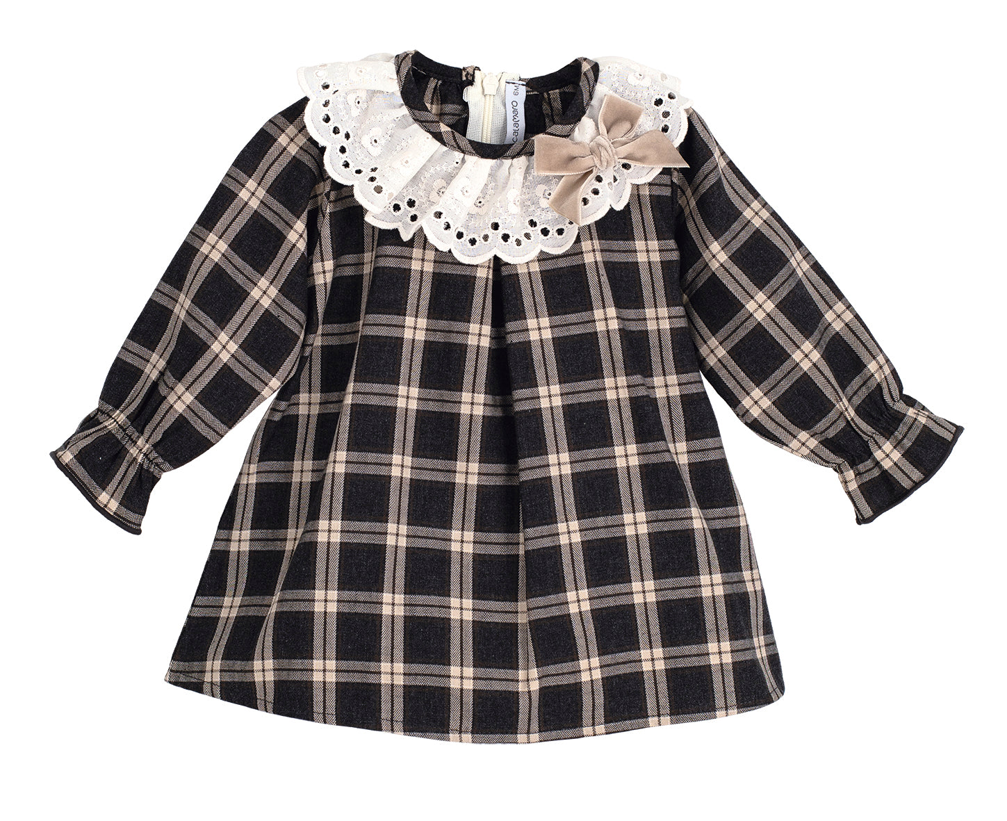 Vestido Cuadros Gris Plomo y Beige Colección Tramotana