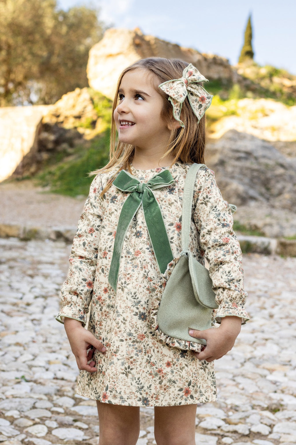 Vestido con Lazo de Terciopelo Verde Pistacho