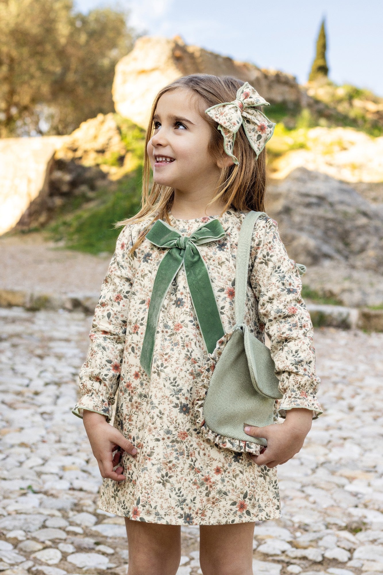 Vestido con Lazo de Terciopelo Verde Pistacho