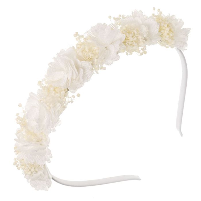 Diadema Flores Blancas con Gypso Natural