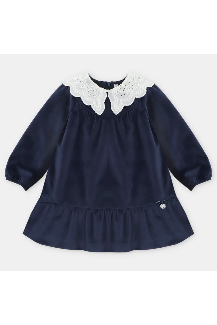 Vestido Velvet Marino Manga Larga Cuello Oversize