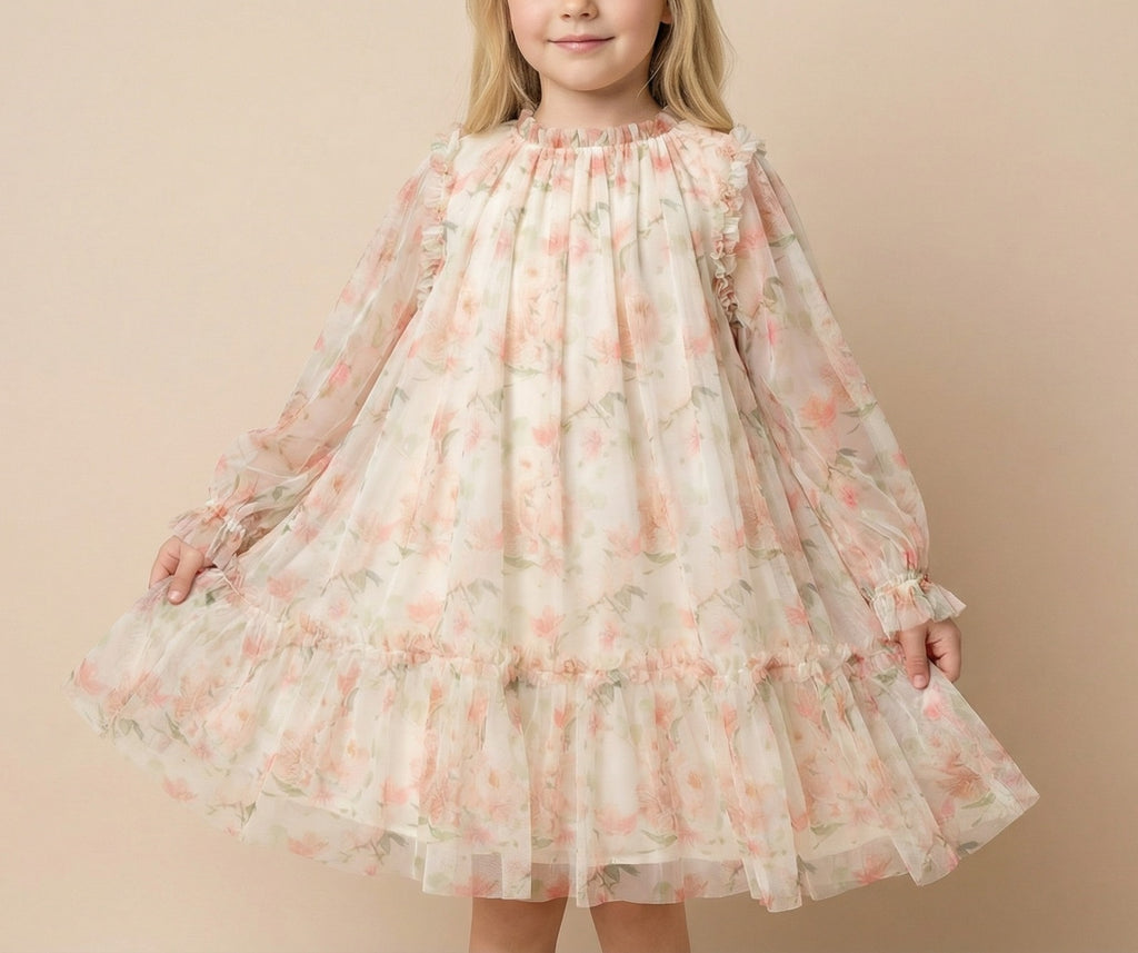 Vestido de Tul con Estampado de Flores