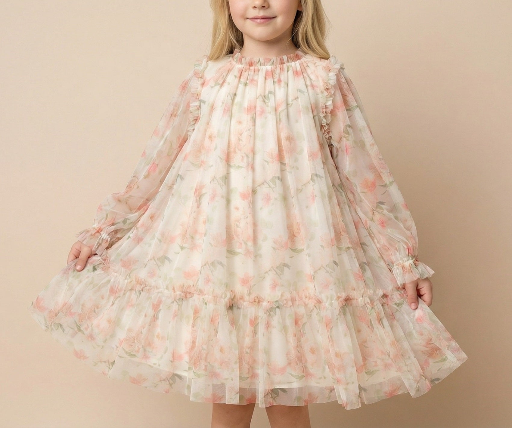 Vestido de Tul con Estampado de Flores
