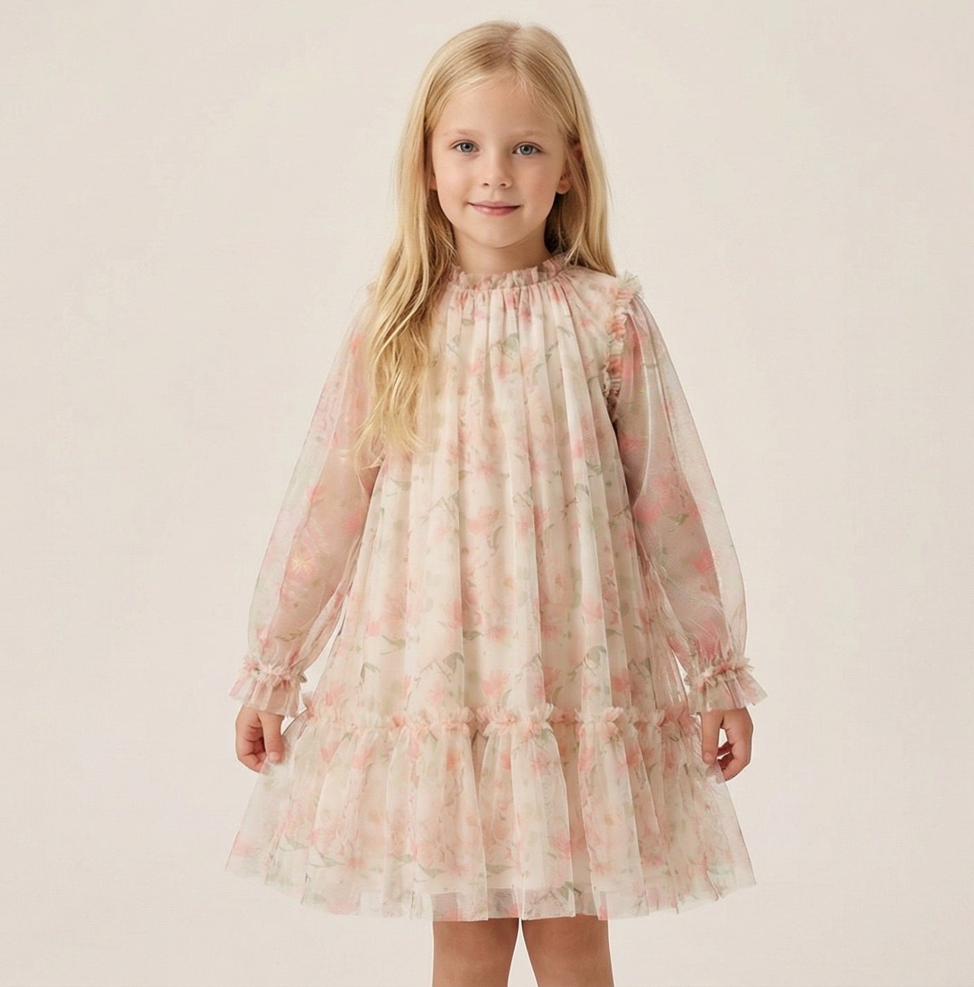 Vestido de Tul con Estampado de Flores