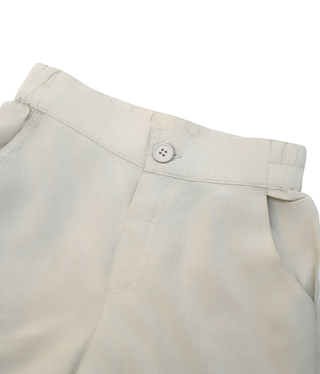 Conjunto Camisa Cuello Mao Cuadros Kaki con Bermuda Crudo