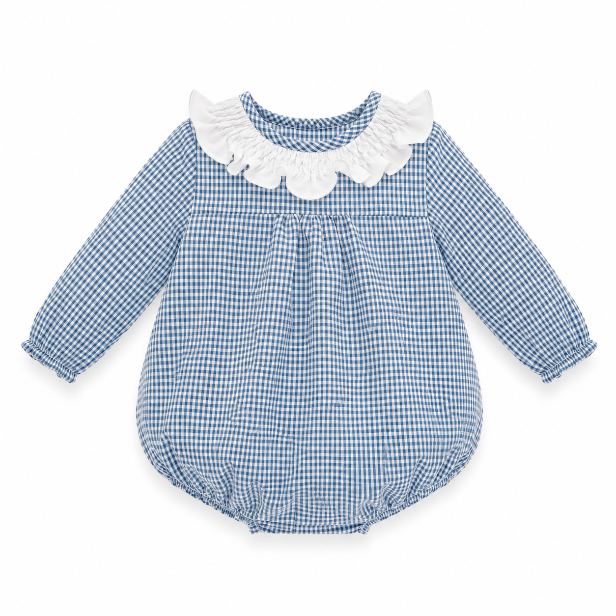 Pelele Azul de Cuadros con Cuello Colección Seda