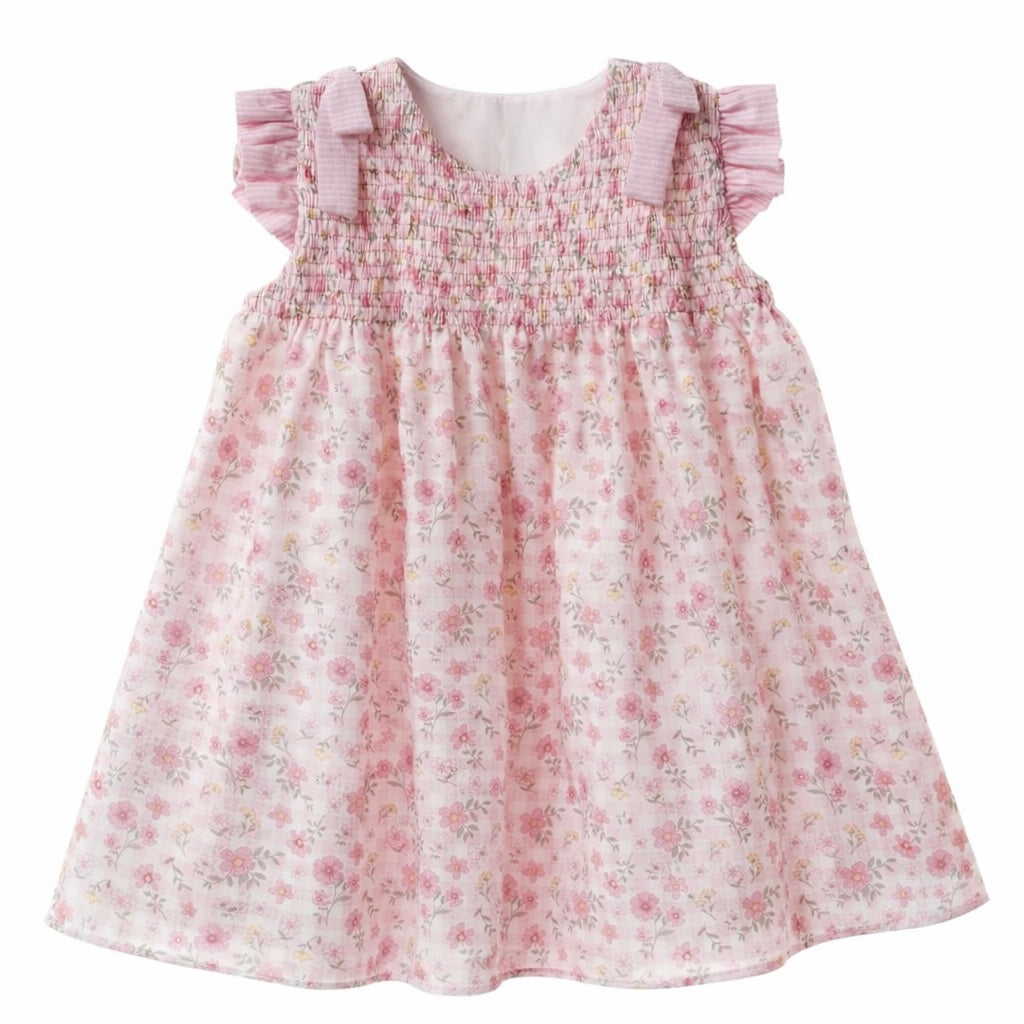 Vestido Nido de Abeja Vichy Rosa Pastel Colección Palma
