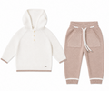 Comfy Set Sueter Blanco y Camelleros y Jogger Camel