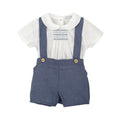 Conjunto de Tirantes Azul con Camisa Nido de Abeja Bordado Claror
