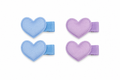 2 Mini Par de Pinzas Corazon Azul y Lila