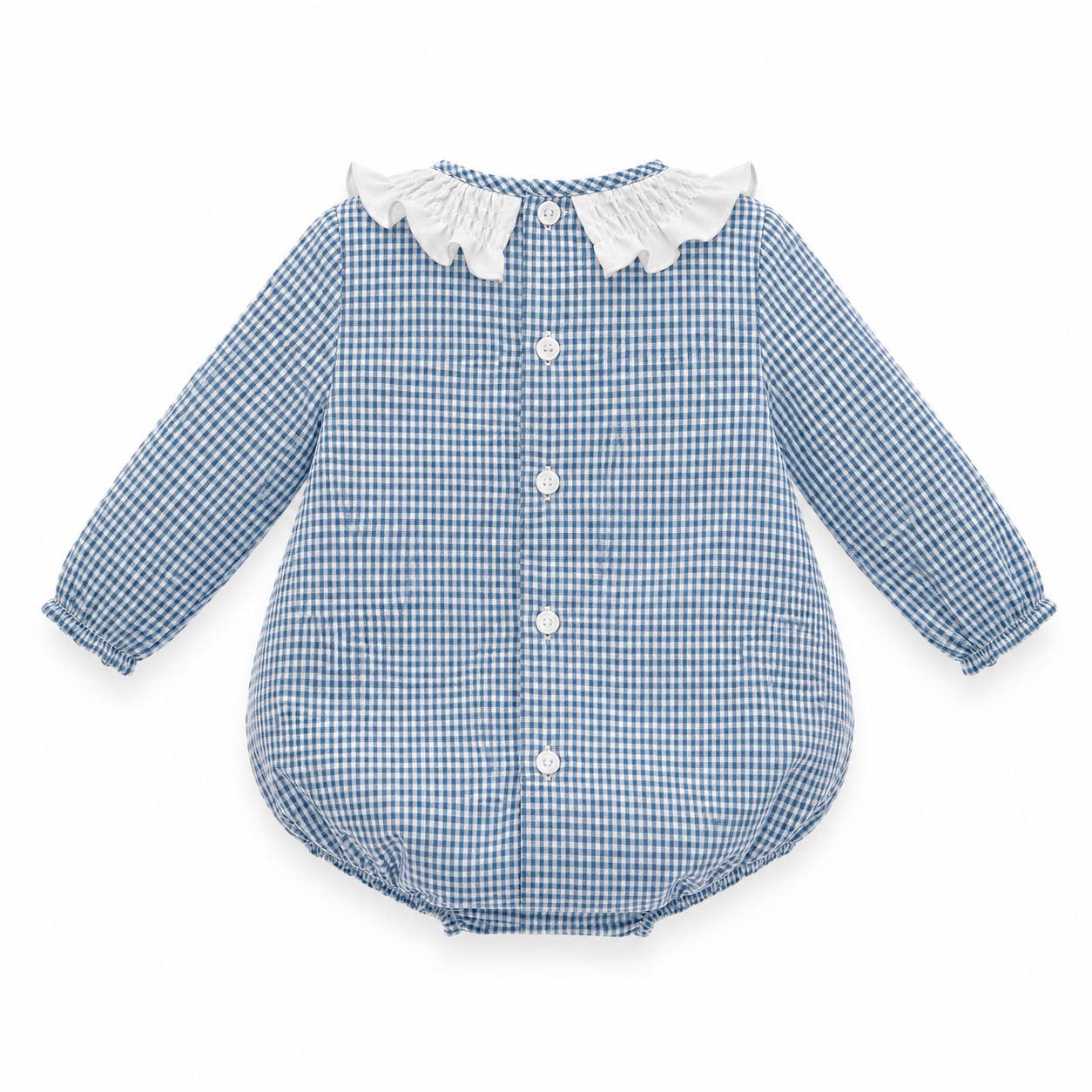 Pelele Azul de Cuadros con Cuello Colección Seda