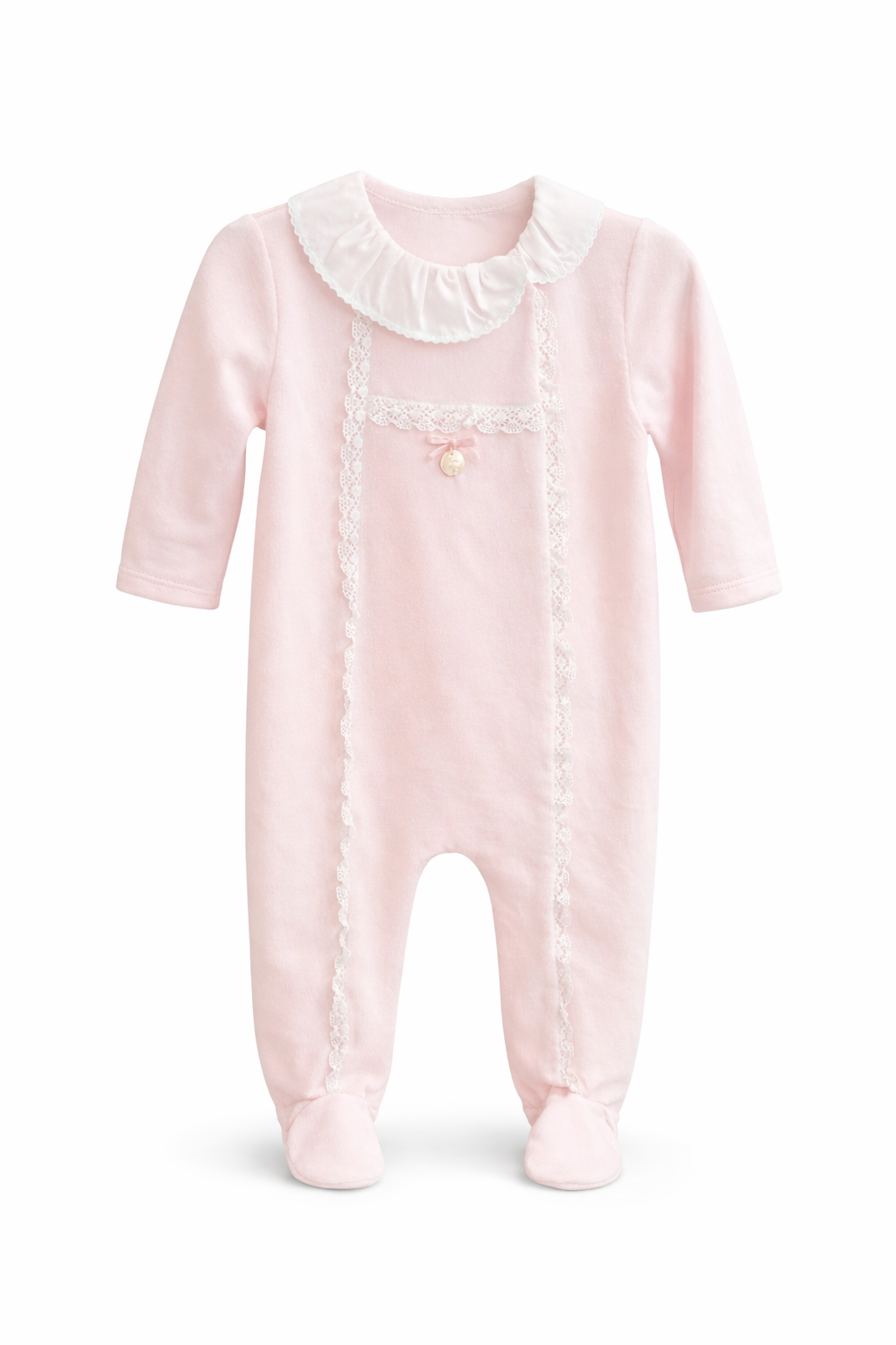 Pijama Velvet Rosa Bebe con Detalles de Encaje