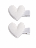 Par de Pinzas de Corazon Gamuza Blanco