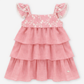 Vestido Rosa Empolvado Flores Bordadas Crema Surrey